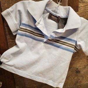 Kenneth Cole Reaction T-Shirt 6–9M Boy Blue Striped Button Dressy Tee